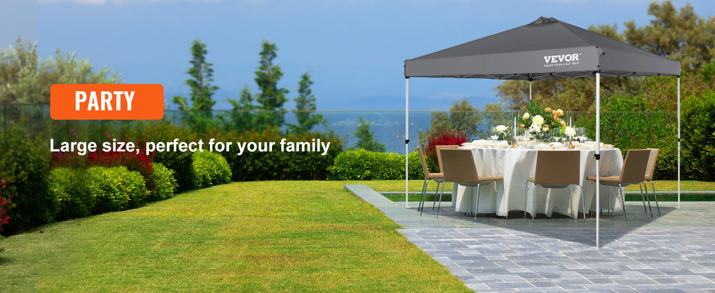 VEVOR Pop Up Canopy Tent 250D PU Silver Coated Tarp with Portable Roller Bag and 4 Sandbags Waterproof and Sun Shelter Gazebo