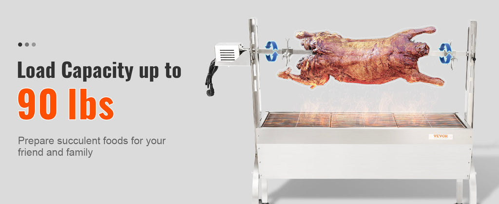 VEVOR Stainless Steel Rotisserie Grill BBQ Whole Pig Lamb Goat Charcoal Spit Grill Electric BBQ Hog Rotisserie Roaster 46 Inch