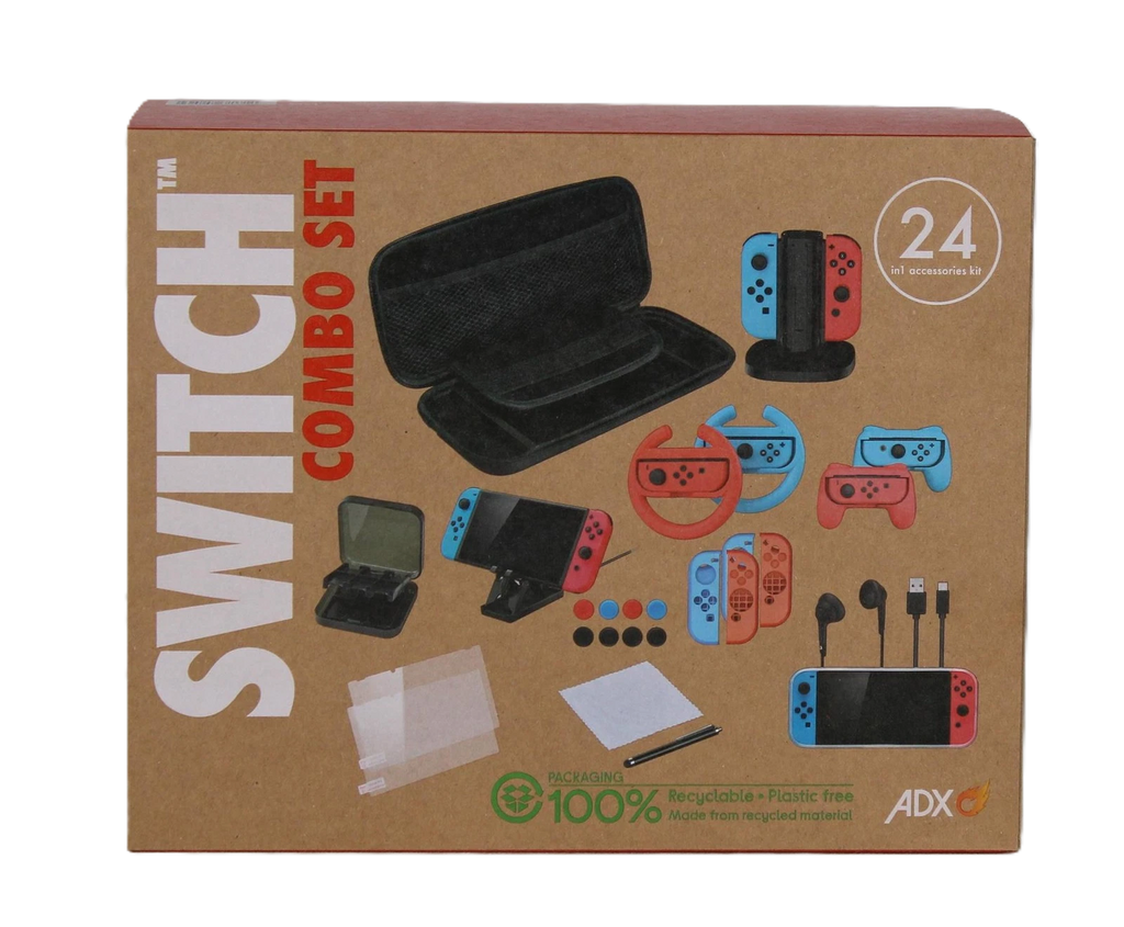 Nintendo Switch 24-In-1 Mega Bundle - Charging Stand Case Wheels & More