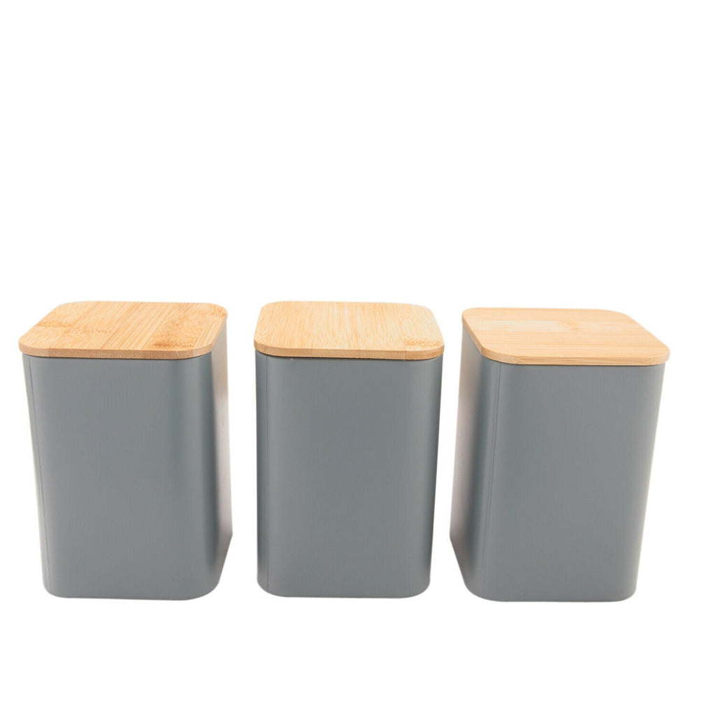 3Pcs Bread Bin with Canister Set - Grey