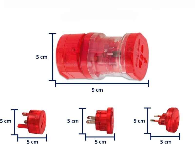 Travel Plug Universal Worldwide Charger Power Adapter US, EU, UK, AU - Red