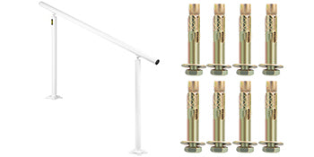 VEVOR Handrail for Outdoor Steps Aluminum Stair Handrail Fit 0-5 Steps w/ Installation Kit Building & Hardware Home Improvement