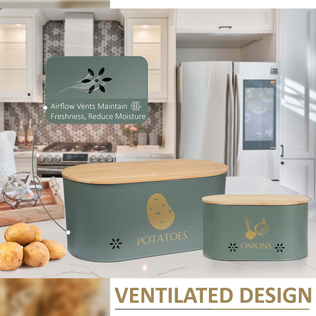 Vegetable Storage Tins for Potato, Onion and Garlic