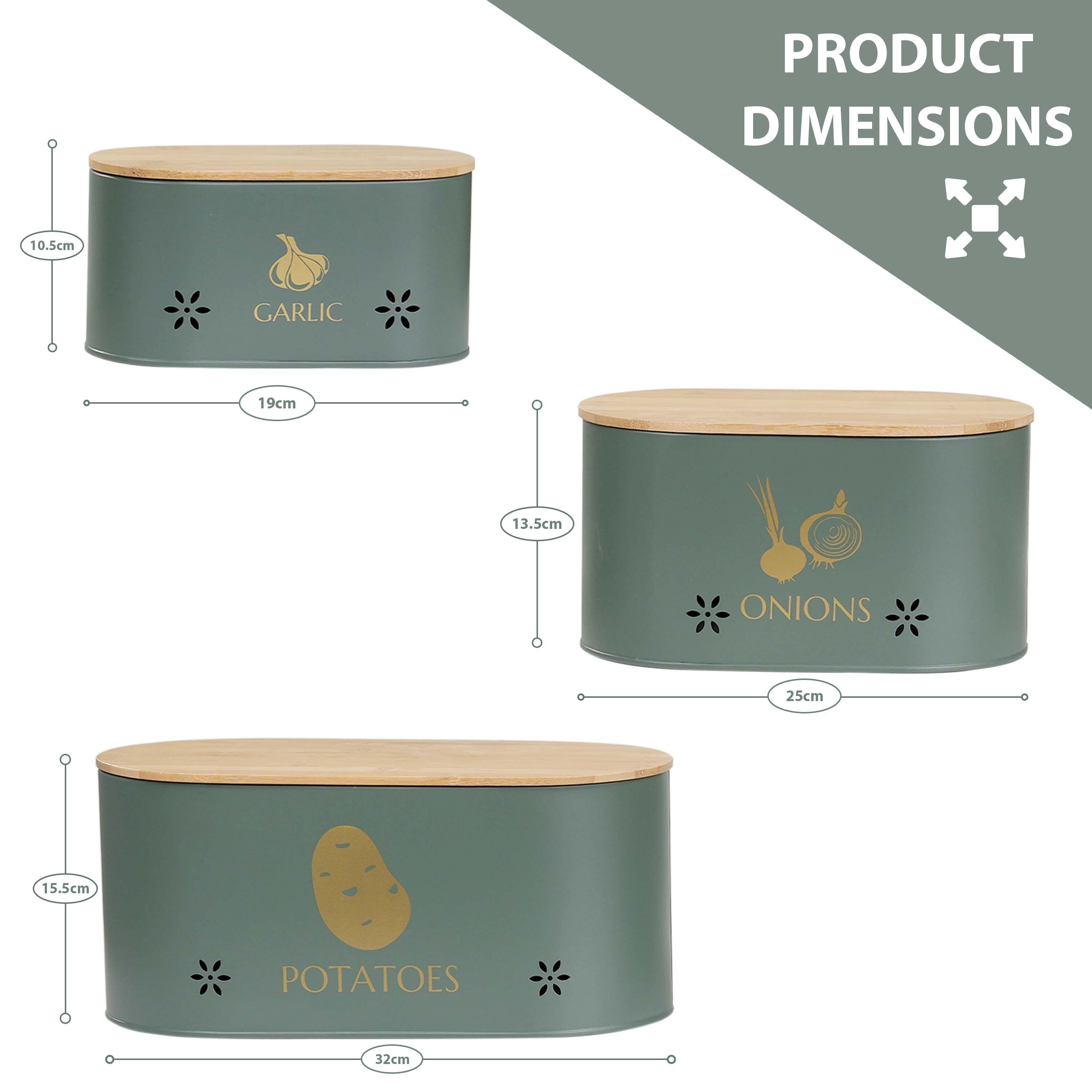Vegetable Storage Tins for Potato, Onion and Garlic