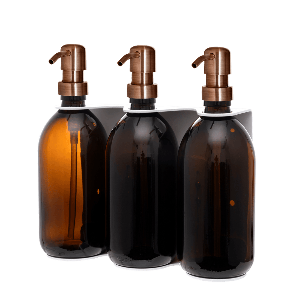 White Triple Wall Mounted Soap Dispenser